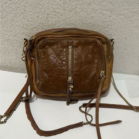 Anthropologie Kelsi Dagger Brown Crossbody Purse chain strap - Picture 1 of 9